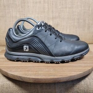 FootJoy Pro SL Black Leather Spikeless Golf Shoes Mens‎ Size 8.5M Lace Up